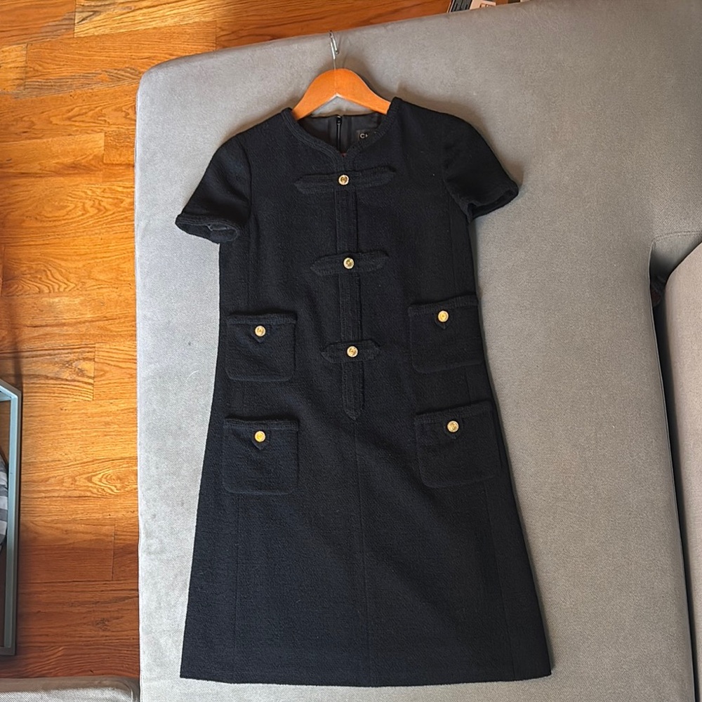 Chanel Vintage Black Wool Tweed Dress with Gold CC Buttons Y2K - Karl Lagerfeld - Picture 16 of 16